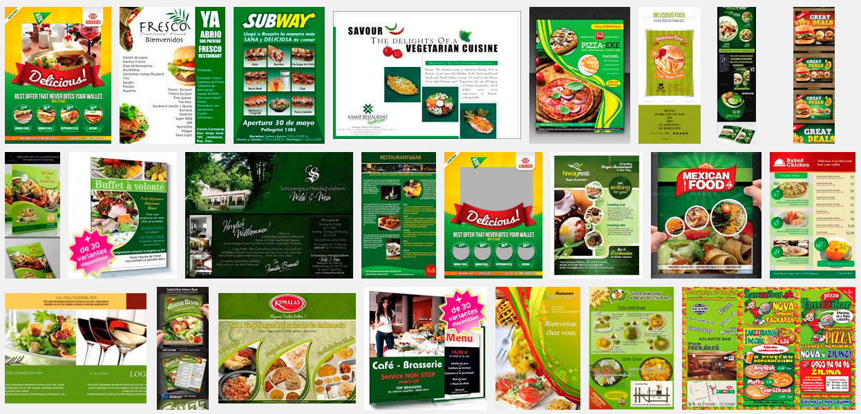 flyers restaurantes vegetarianos