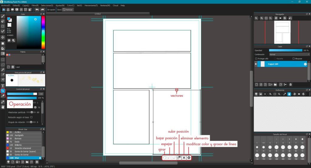 Con la herramienta Dividir, podras partir el recuadro de forma vertical y horizontal